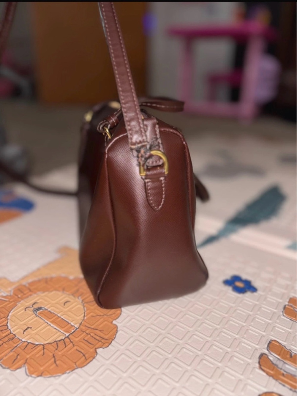 Coach Brown Saffiano Satchel with Gold Hardware - Picture 7 of 16